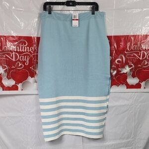 Edited By Remi Bader Blue & White Striped Women's Skirt XL (W168) Stretchy
